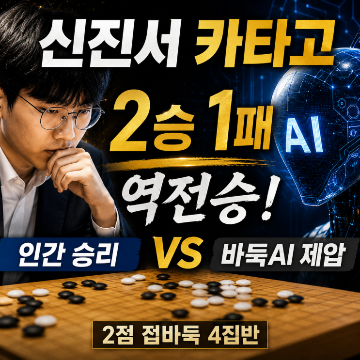 <b>신진서 카타고</b> 중계, 결과 2승 1패 인간 승리 <b>역전승</b> 2점... 