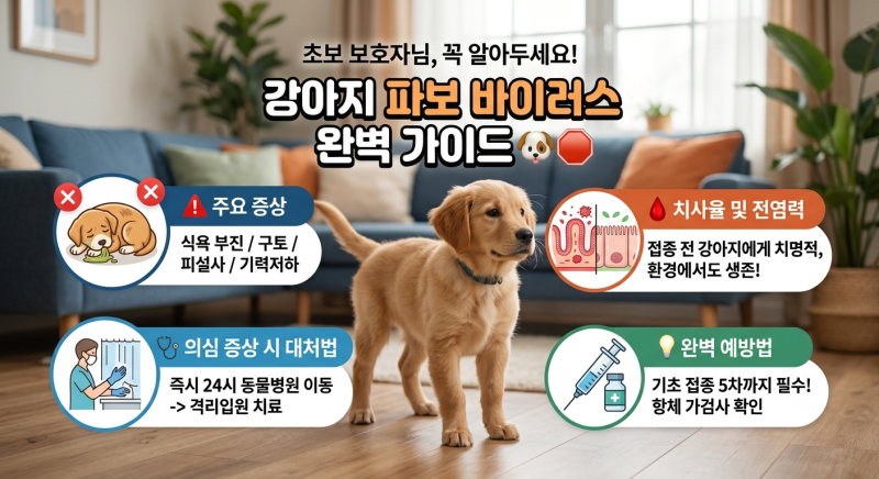 치사율 90%? 강아지 파보 바이러스 초기 증상과 예방법 완벽 정리