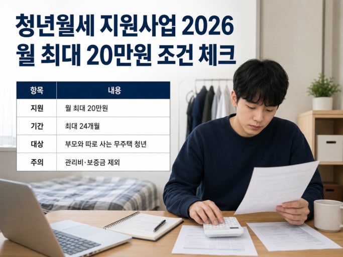 2026년 청년월세지원 하반기 신청 가이드: 지역별 지원 금액 차이 조건, 복지로 복합 신청방법....