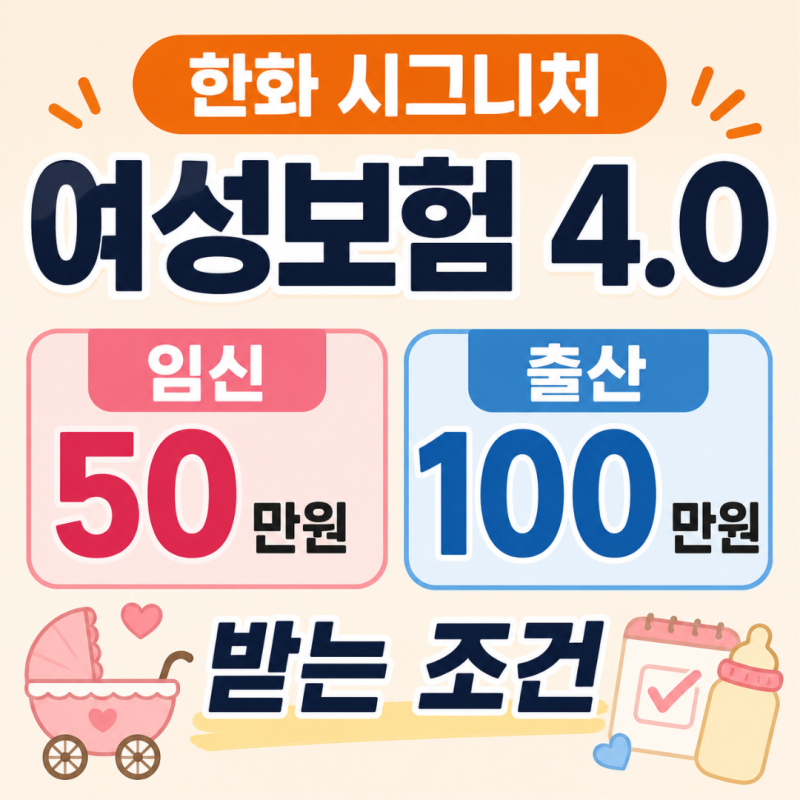 한화 시그니처 여성보험 4.0 임신 50만원 출산 100만원 받는 조건