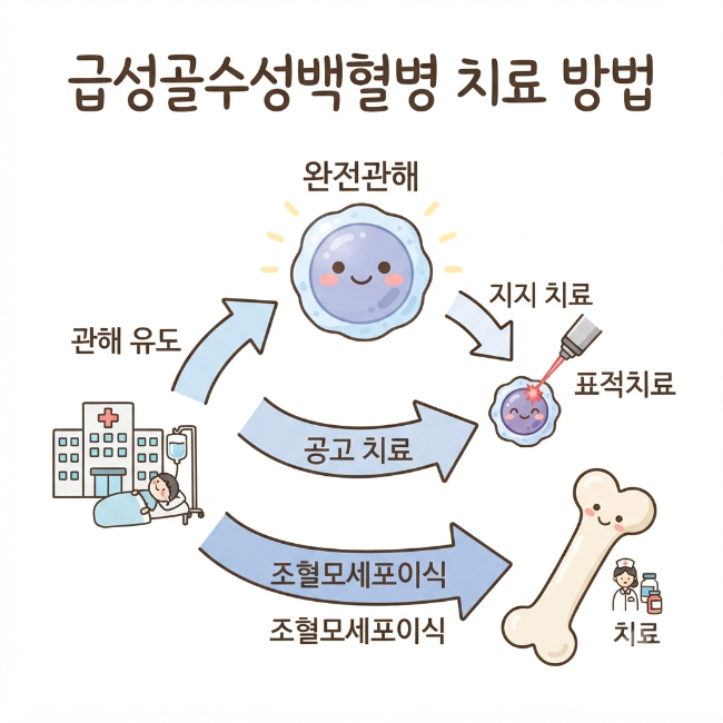 급성골수성백혈병 치료 방법 총정리｜항암치료·표적치료·조혈모세포이식 전략