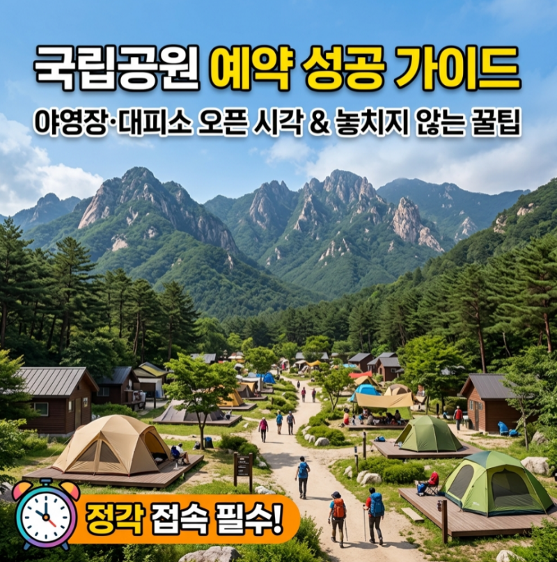국립공원 예약시스템 이용방법, 오픈시각 놓치면 예약 못 잡는 이유