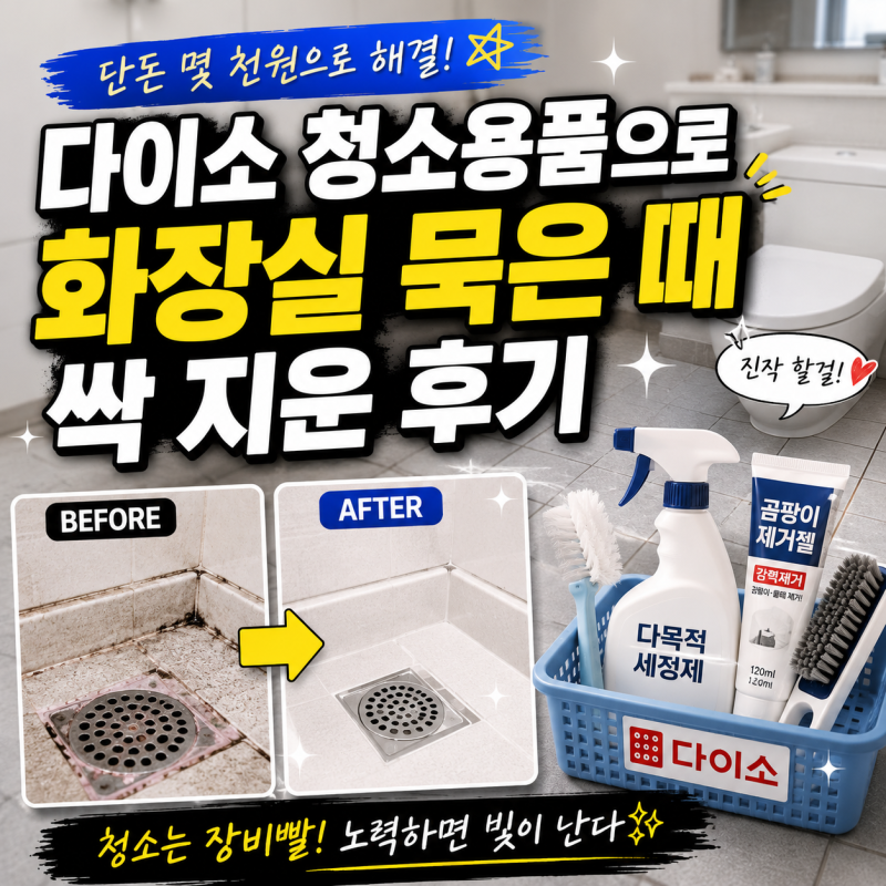 다이소 청소용품으로 화장실 묵은 때 싹 지운 후기
