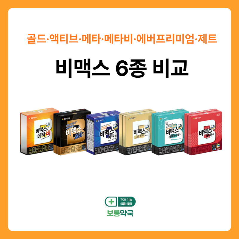 비맥스 6종, 뭐가 다를까? 골드·액티브·메타·메타비·에버프리미엄·제트 비교.