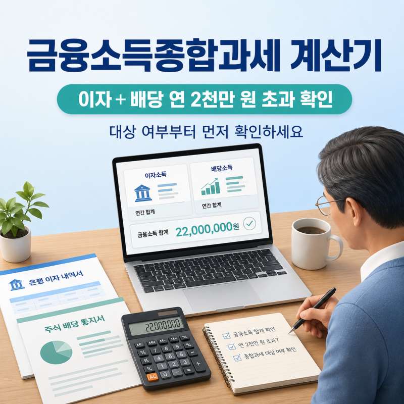 금융소득종합과세 계산기, 이자·배당 2천만원 기준과 세금 계산방법