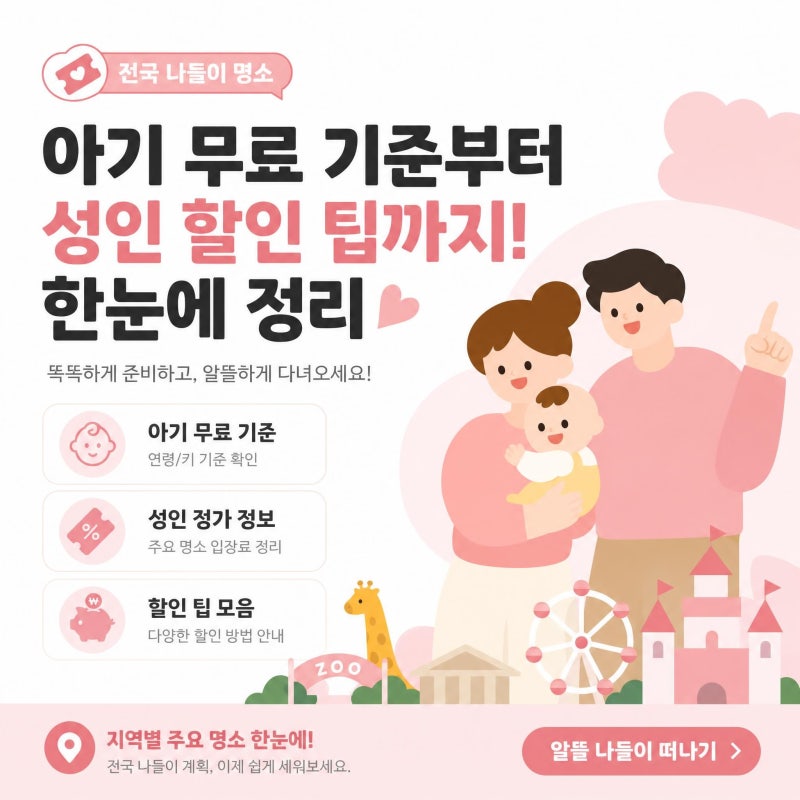 24개월 36개월 미만 무료입장 대구 경북 부산 수도권 아기랑 가볼만한곳 성인 할인 팁