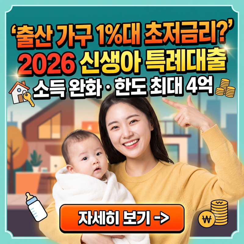 2026 신생아 특례대출 조건총정리: 소득·금리·한도·대환 완벽 가이드