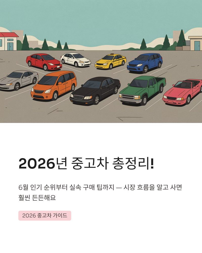 2026년 중고차 총정리! 6월 인기 순위부터 실속 구매 팁까지