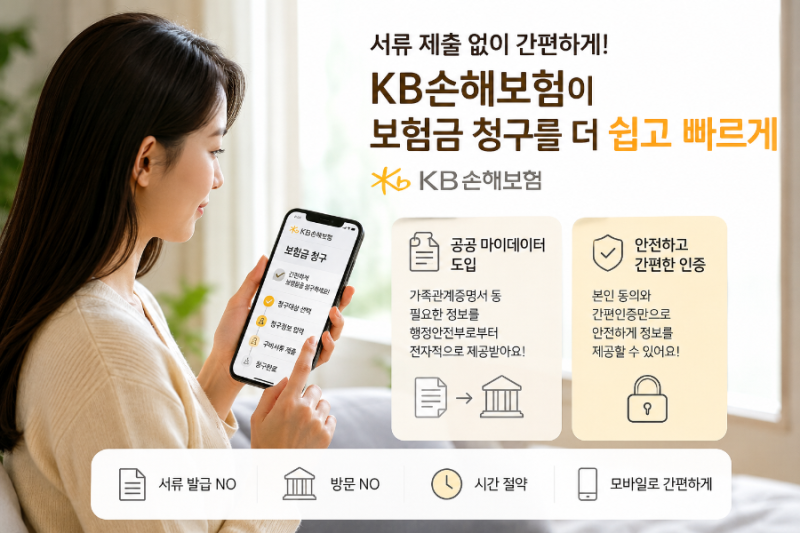 보험금 청구가 이렇게 쉬워진다고? KB손해보험, 업계 최초 '서류 없는 보험' 시작!