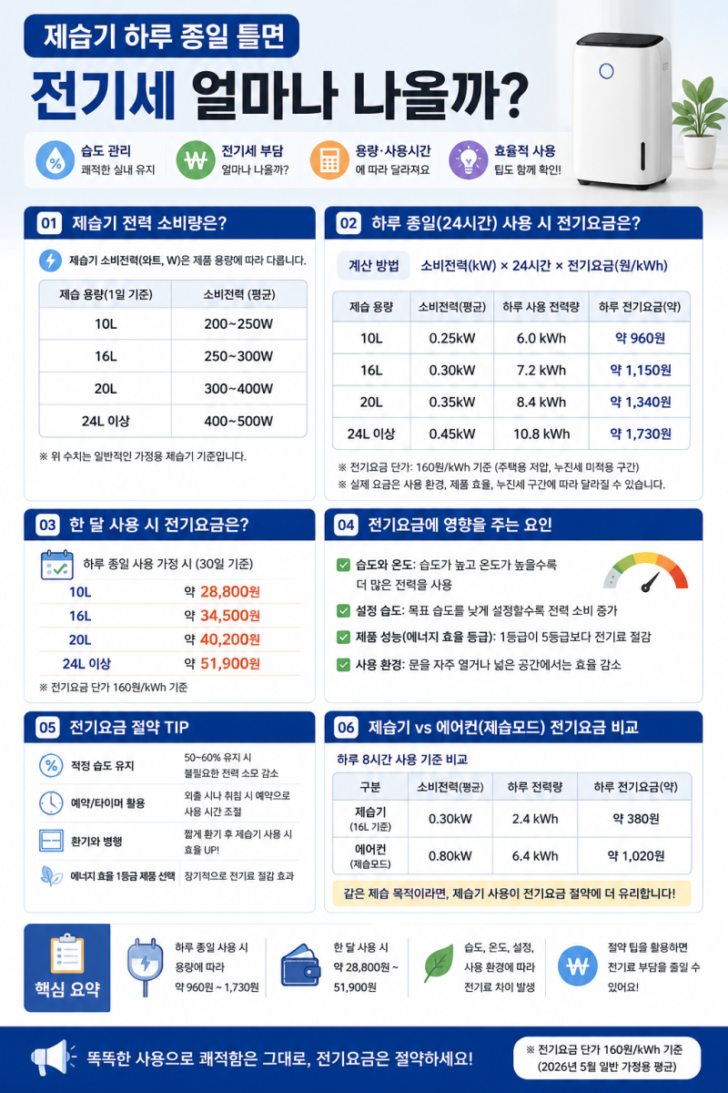 제습기 하루 종일 틀면 전기세 얼마나 나올까? 24시간 사용 기준 계산해봤습니다