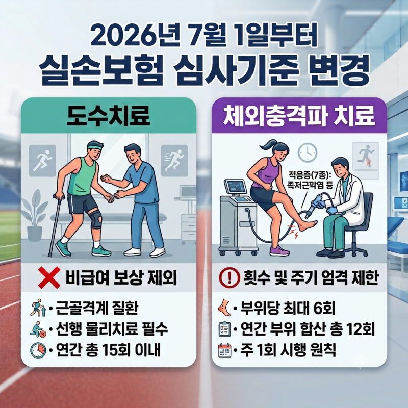 러닝하다 다쳤는데 실비 보상 거절? 2026년 7월부터 바뀌는 도수·충격파치료 실손 보험금 심....