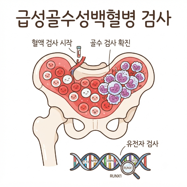 급성골수성백혈병 검사 방법 총정리｜혈액검사·골수검사·유전자 검사 진단 과정