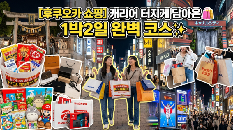 ️[후쿠오카 1박2일] 캐리어 터지게 쇼핑만 하고 왔습니다 (텐진·하카타 최적 동선 + 지도)
