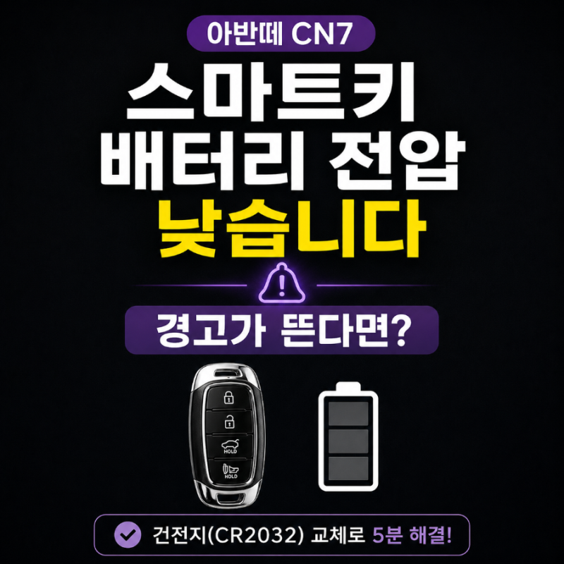 아반떼 CN7 스마트키 배터리 교체 방법｜배터리 전압 낮습니다 경고 해결