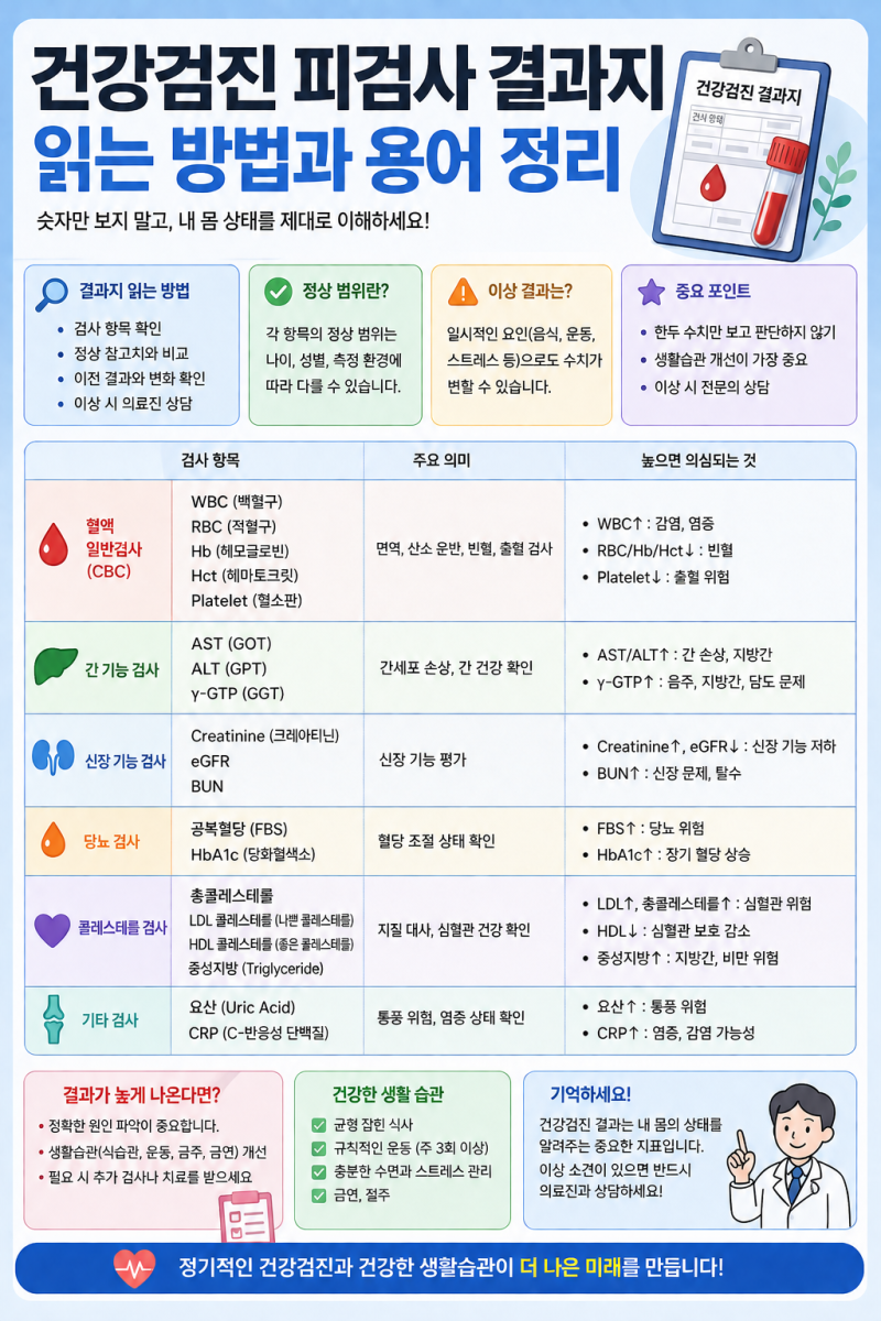 건강검진 피검사 결과지 읽는 방법! 혈액검사 용어 총정리 (2026 최신 가이드)