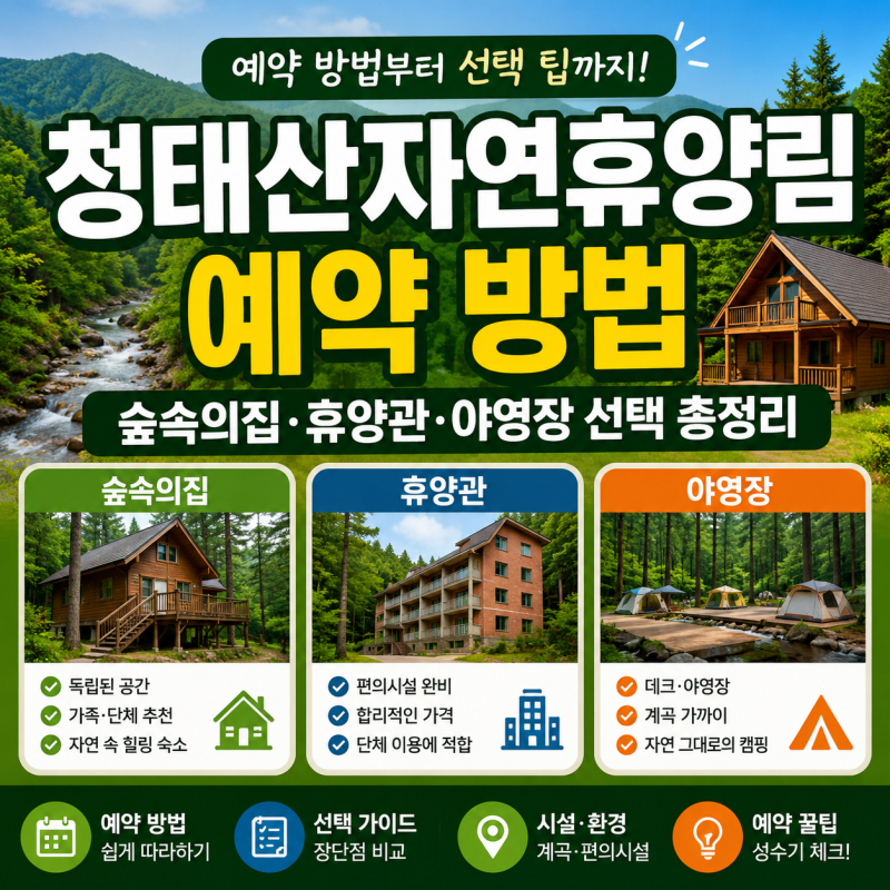 청태산자연휴양림 예약 방법, 숲속의집·휴양관·야영장 선택 총정리