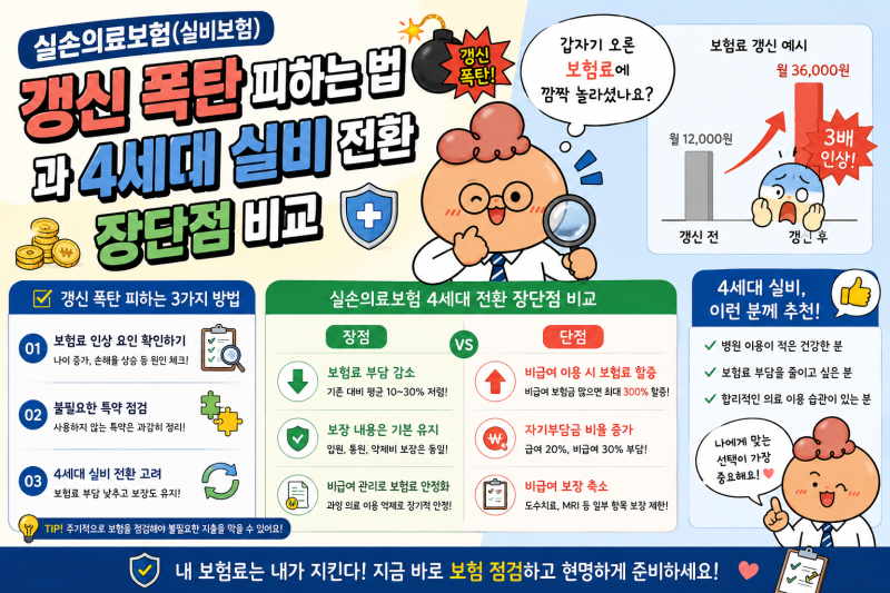 [제143호] 실손의료보험(실비보험) 갱신 폭탄 피하는 법과 4세대 실비 전환 장단점 비교