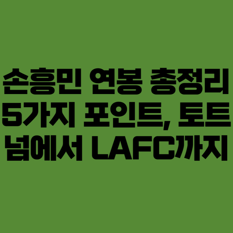 손흥민 연봉 총정리 5가지 포인트, 토트넘에서 LAFC까지