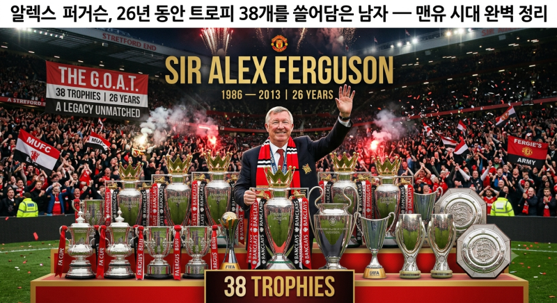 알렉스 퍼거슨, 26년 동안 트로피 38개를 쓸어담은 남자 — 맨유 시대 완벽 정리