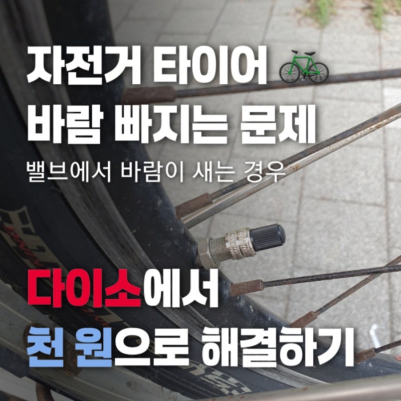자전거 타이어 바람 빠지는 문제, 다이소에서 천 원으로 해결하기