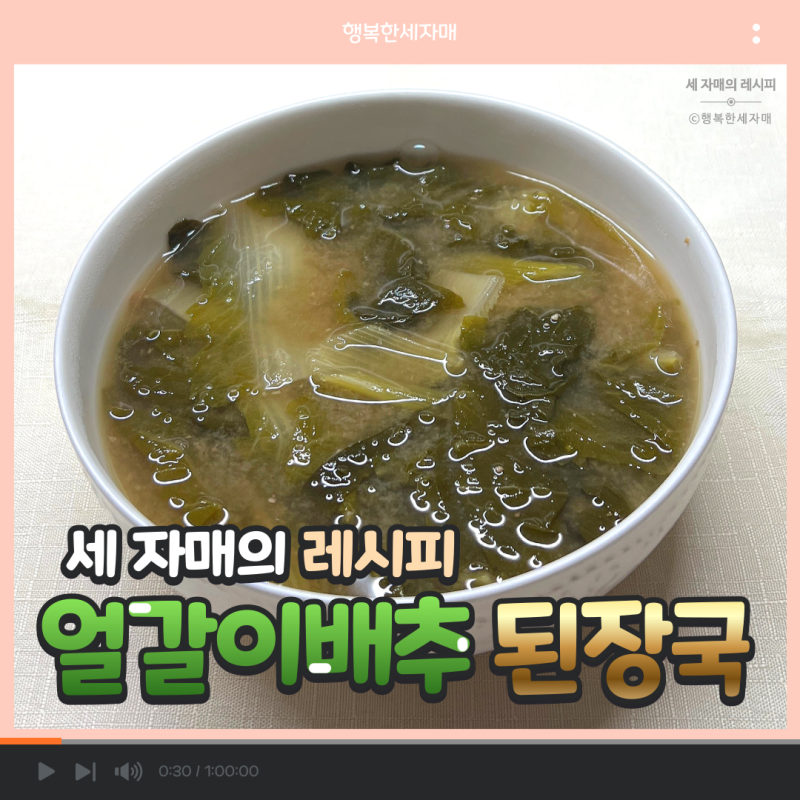[세 자매의 레시피] 구수한 엄마표 얼갈이배추 된장국 레시피