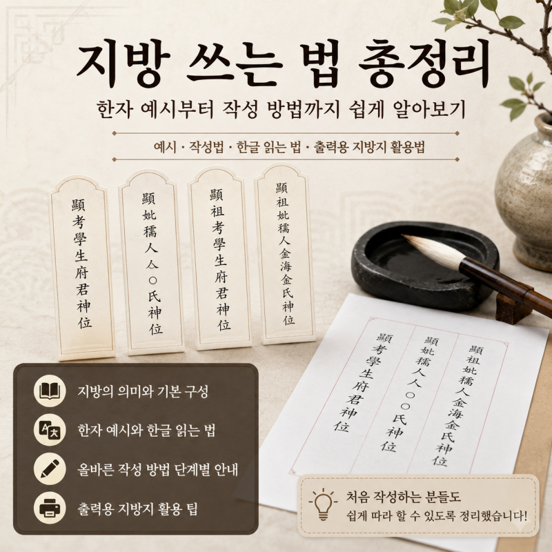 지방 쓰는 법 총정리｜한자 예시부터 작성 방법까지 쉽게 알아보기
