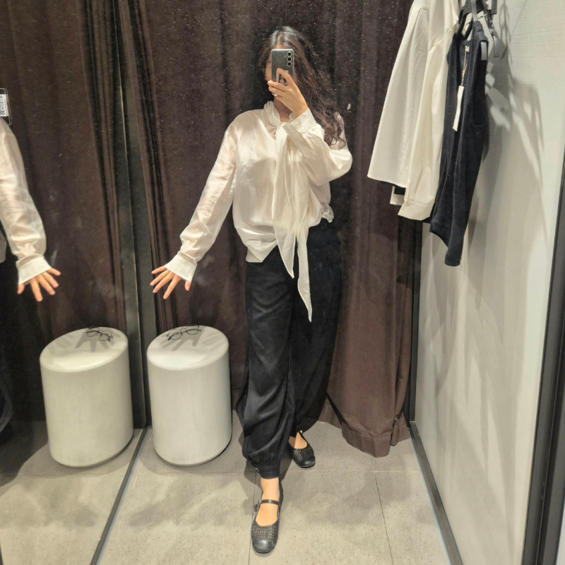 [자라] 2026 ZARA 여름 세일템 3종 입어봤어요(ZW 컬렉션 리본 플루이드 셔츠/리브드 브이넥 티셔....