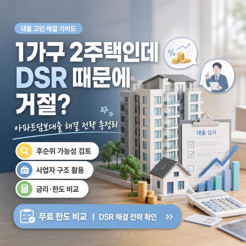 1가구 2주택 DSR 규제로 막힌 아파트담보대출 해결 방법