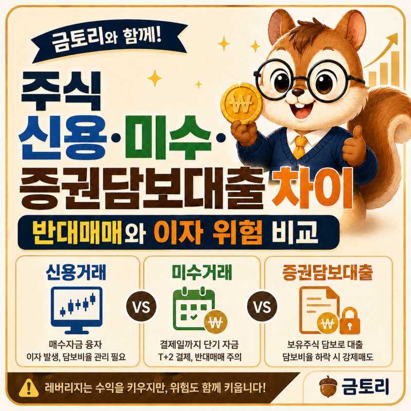 주식 신용거래·미수·증권담보대출 차이｜반대매매와 이자 위험 비교
