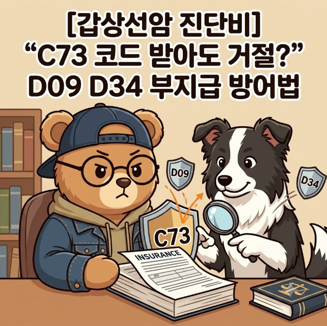 [갑상선암 진단비] "C73 코드 받아도 거절?" D09 D34 부지급 방어법