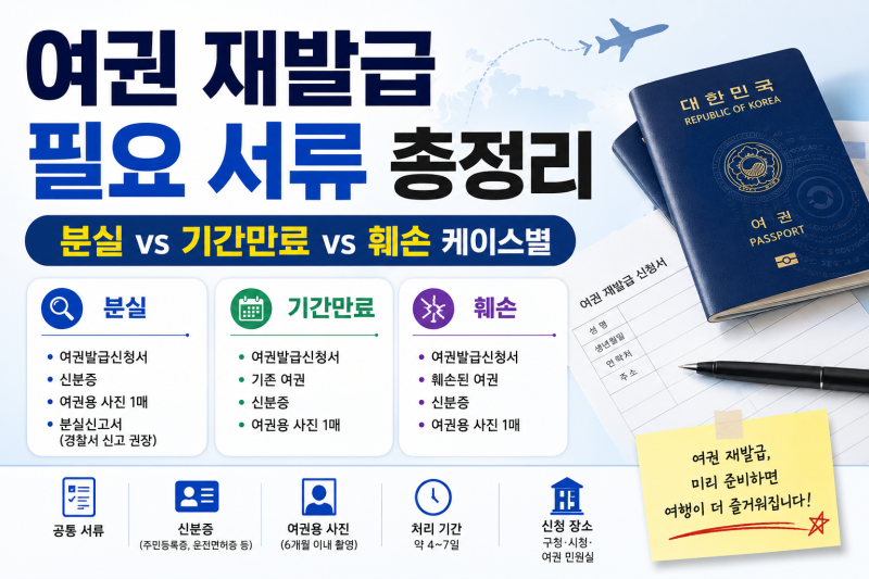 여권 재발급 필요서류 총정리: 분실·기간만료·훼손 케이스별 완벽 가이드