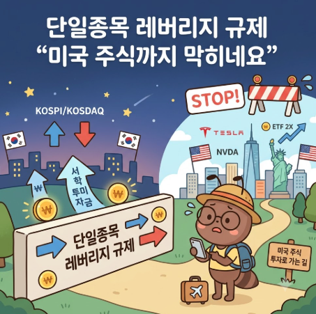 <b>단일종목 레버리지 규제</b> “미국 주식까지 막히네요”