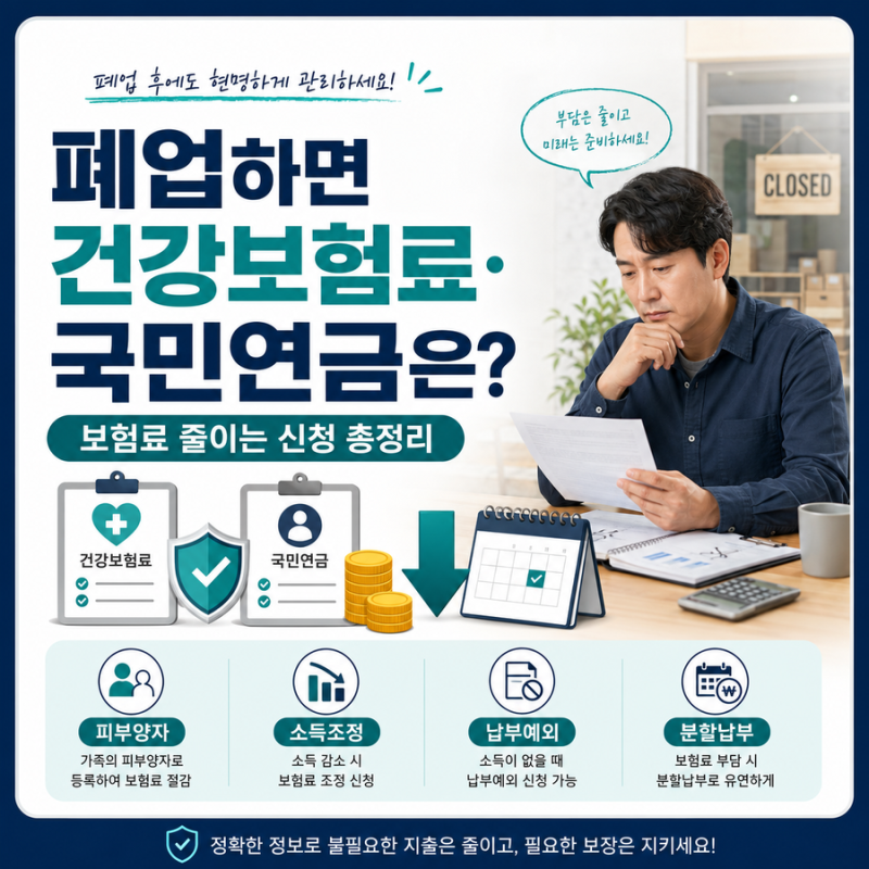 폐업하면 건강보험료·국민연금은 어떻게 될까｜보험료 줄이는 신청