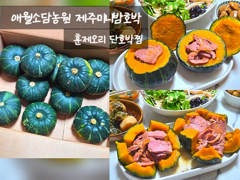 애월소담농원 제주미니밤호박 보우짱｜전자렌지로 만든 훈제오리 단호박찜 간단레시피