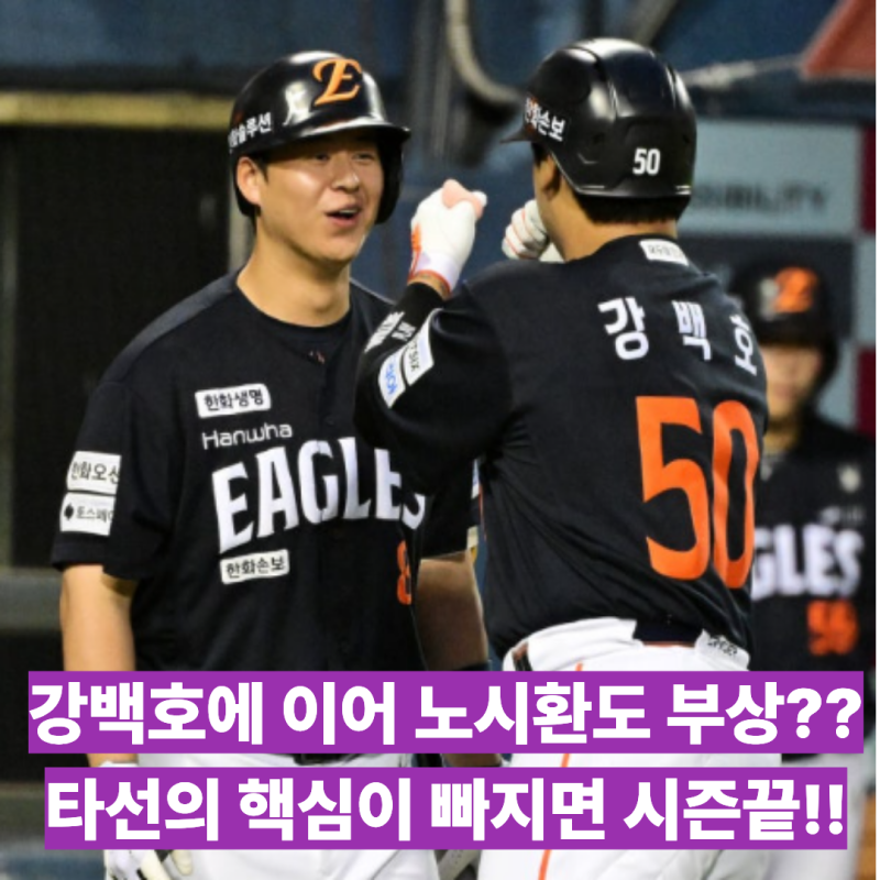 강백호에 이어 노시환도 부상?? 강력한 타선만 믿고 가는 한화에게는 시즌 아웃급 재앙이 될....