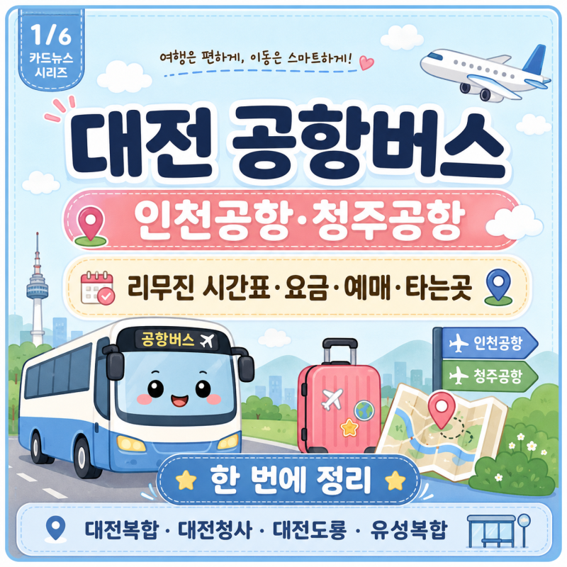 대전 공항버스, 인천공항·청주공항 리무진 시간표 요금 예매 타는곳 한 번에 정리