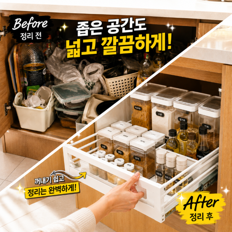 깊숙해서 먼지만 쌓이던 아일랜드 식탁 꿀템으로 정리 끝