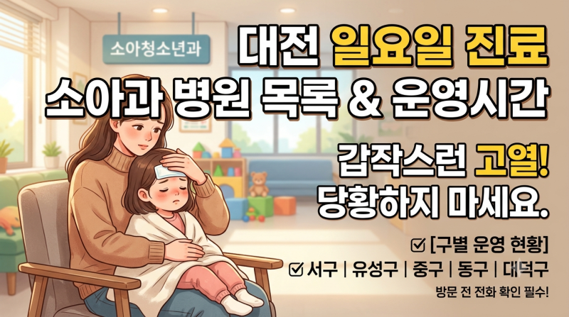 대전 일요일 진료 소아과 병원 목록과 운영시간 정리 (서구·유성구·중구·동구·대덕구)