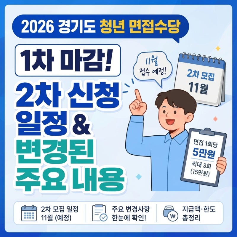 2026 경기도 청년 면접수당 2차 신청 일정 & 변경된 주요 내용 총정리