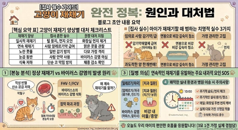 고양이 계속 재채기 원인과 대처법: 감기, 알레르기 구분 및 병원 가야 하는 기준 체크리스트