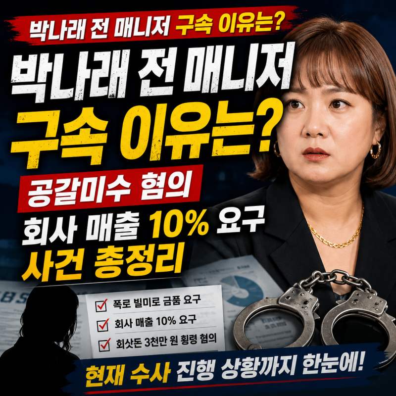 박나래 전 매니저 구속 이유는? 공갈미수 혐의·회사 매출 10% 요구 사건 총정리