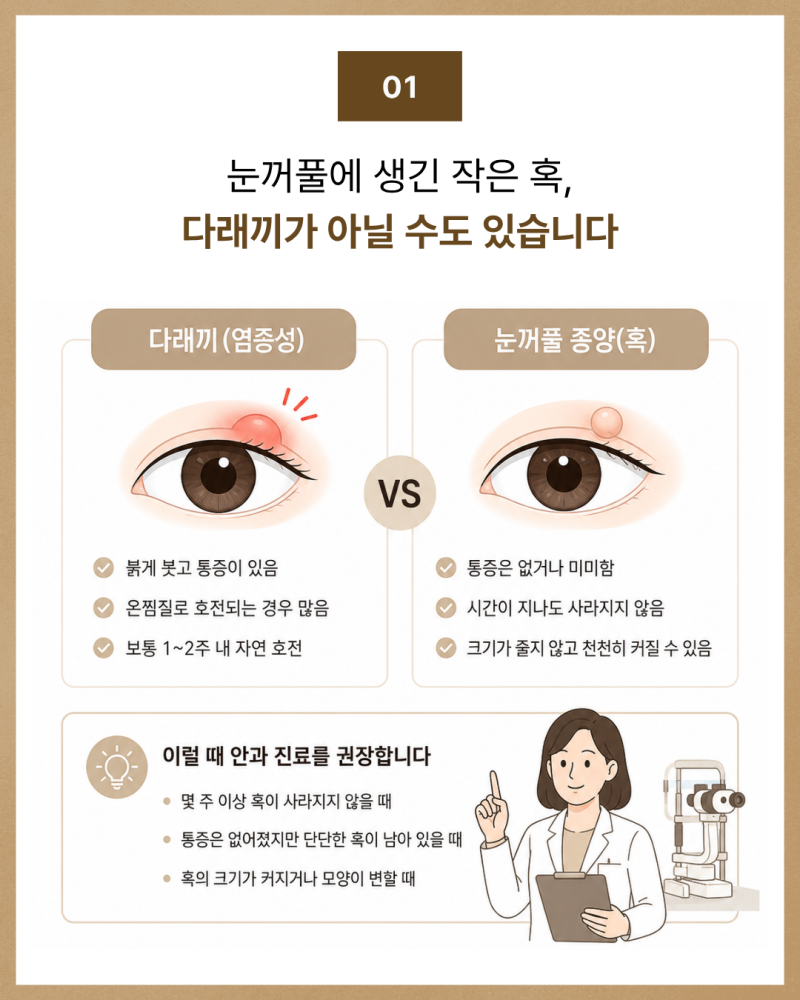 대구 눈꺼풀 종양, 오래 남은 다래끼로만 생각해도 될까요?