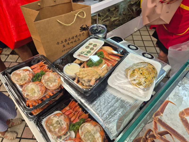 속초 여행 속초 중앙시장 대게 포장 맛집 '속초 붉은 대게 수산' 대게 포장해서 수원까지 온 ....