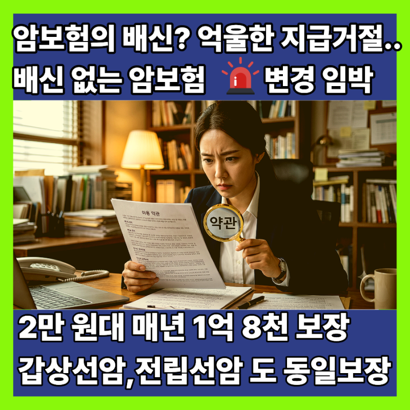 억울한 지급 거절 없는 암보험, 매년 1억 8천만 원 보장 곧 변경됩니다. 갑상선암, 전립선암 ....
