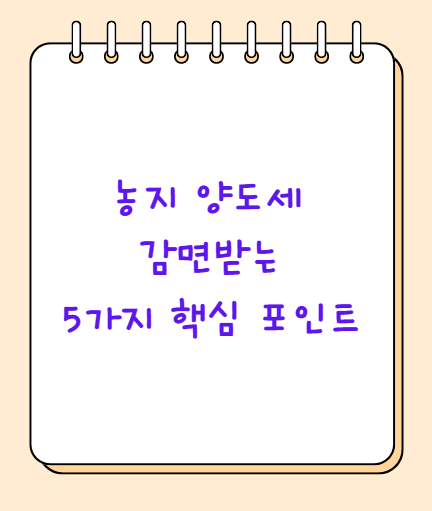 농지 양도세 감면받는 5가지 핵심 포인트