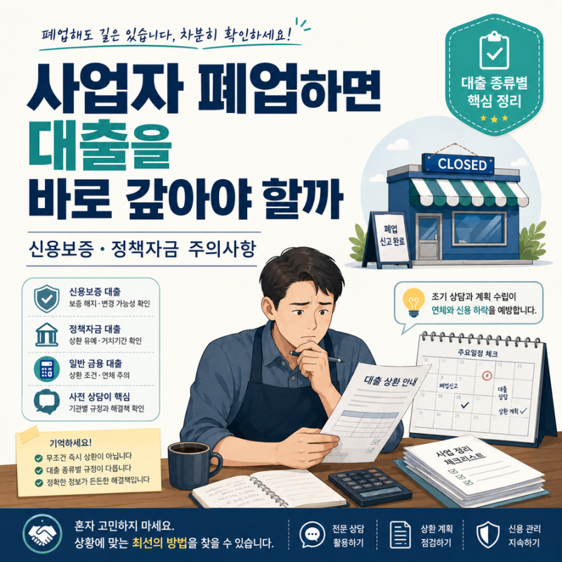 사업자 폐업하면 대출을 바로 갚아야 할까｜신용보증·정책자금 주의사항