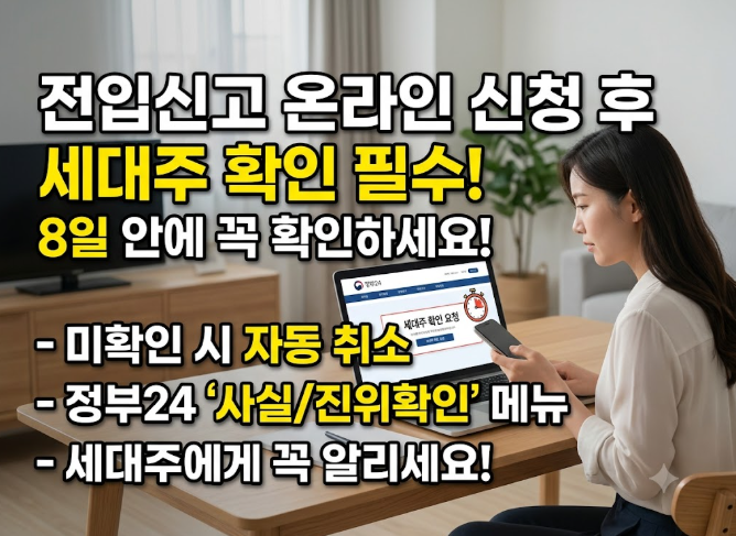 전입신고 온라인 신청, 세대주 확인 8일 기한 놓치면 자동 취소? 확인 순서와 대응법