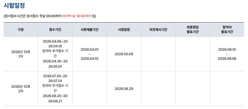 2026년 제12회 손해평가사 2차 시험접수 기간입니다!!(~ 7/24)
