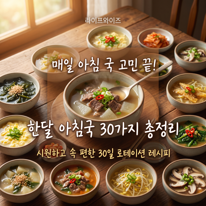 "오늘 아침엔 또 무슨 국?" 고민을 덜어주는 한 달 아침국 30가지 완벽 가이드