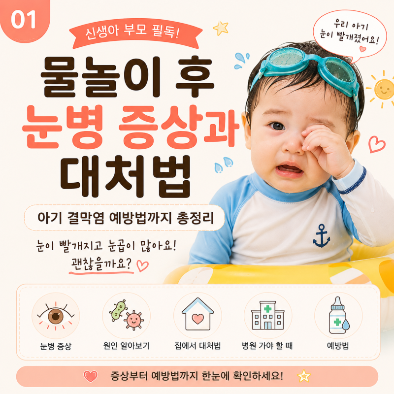물놀이 후 눈병 증상과 대처법 아기 결막염 예방법까지 총정리